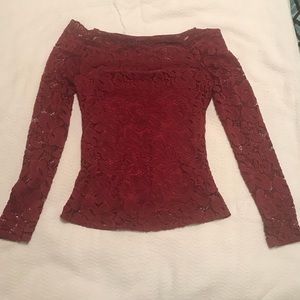 Brand New Off-the-Shoulder Lace Burgundy Top
